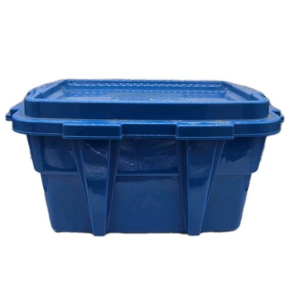 Vintage? K'NEX Tub BLUE EMPTY Tote Toy Box Storage Container With Locking Lid - Picture 1 of 11